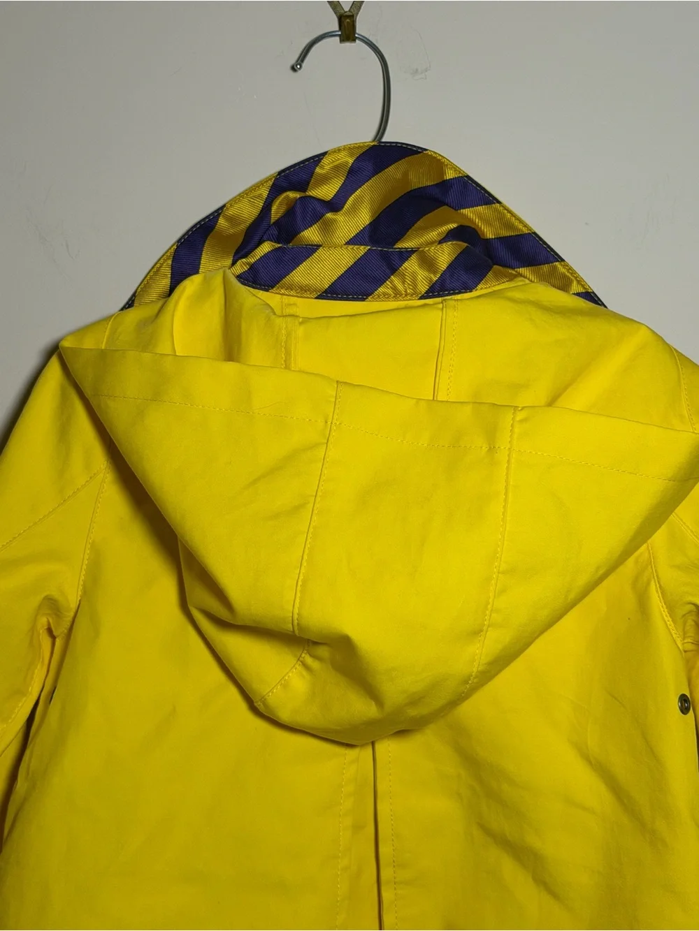 Ralph Lauren Girls Yellow Hooded Raincoat Jacket 4T Cotton Button Front Hood